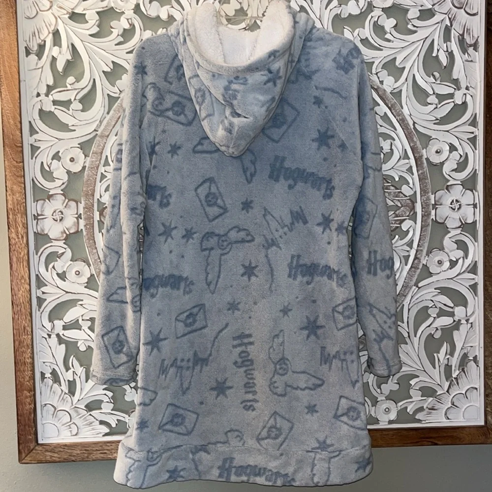 Harry Potter Wizarding World Women's Fleece Lounge Hoodie Gray and Blue sz M EUC